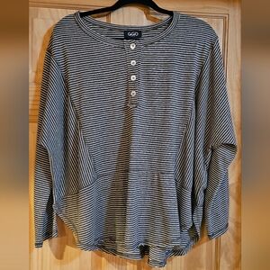 GiGiO Striped Brown and White Women's Long Sleeve Top
